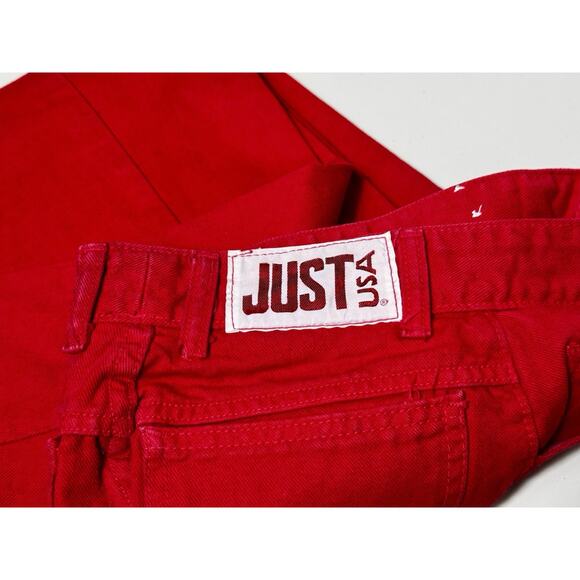 Rare 90 JUST USA Red High Waist Straight Leg Jeans Sz 9 ~ 27” Waist Made in USA - Picture 12 of 12